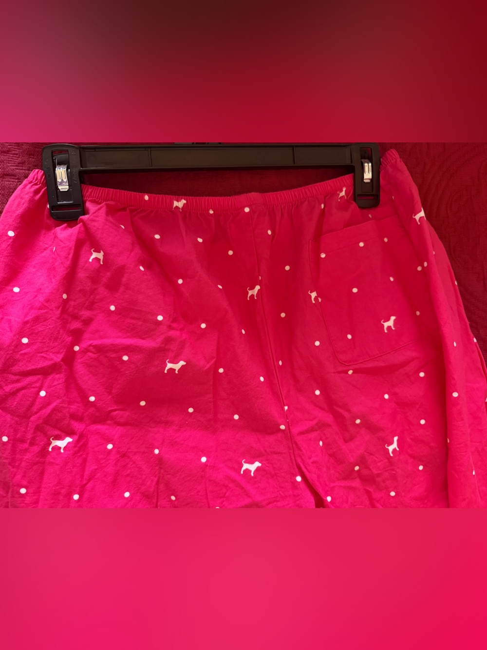 PINK Victoria's Secret Hot Pink Dog-Print Lounge Pants with Slit - Picture 6 of 7
